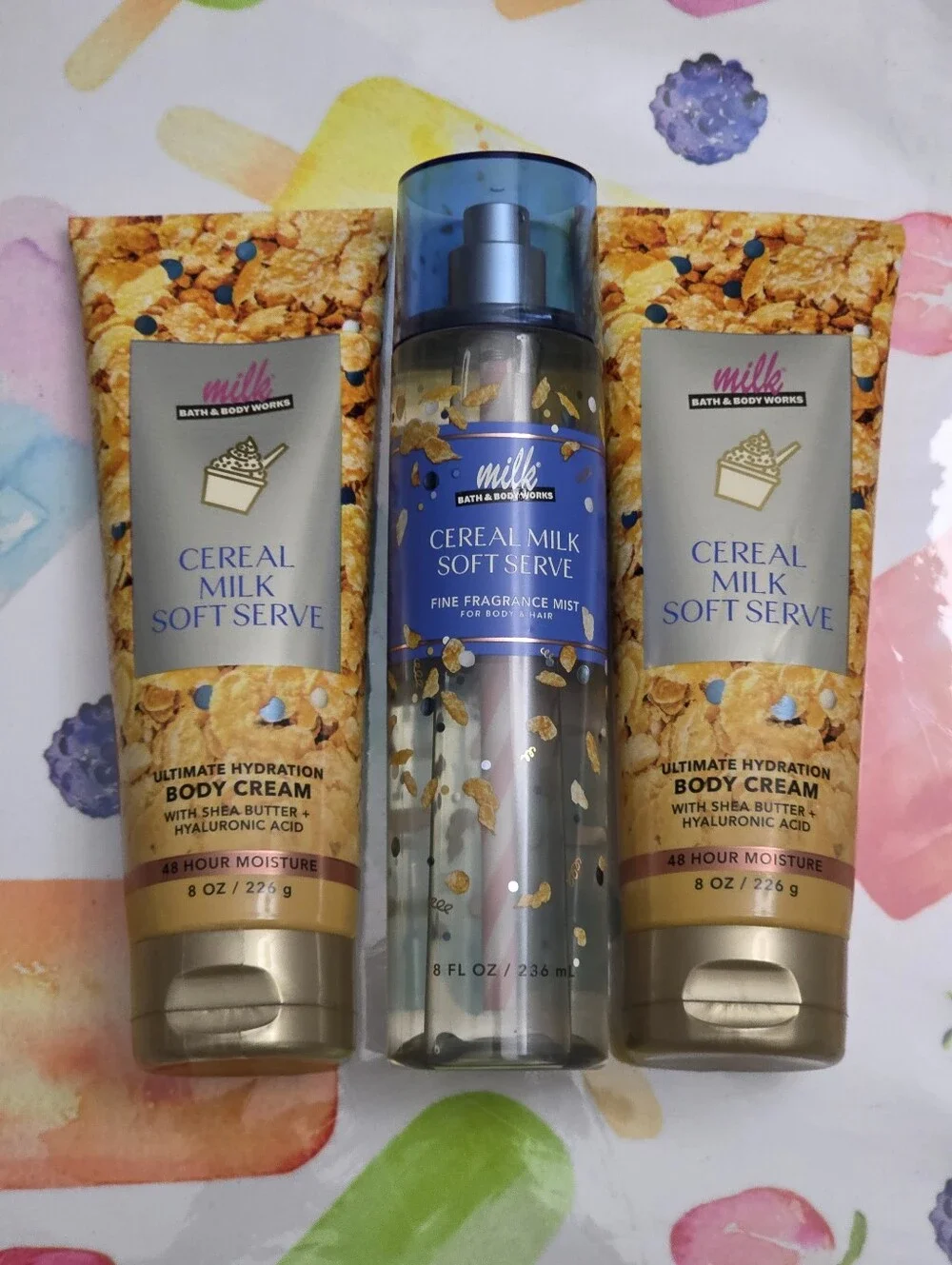 Bath Body Works Milk Bar Cereal Milk Soft Serve Cream & Fragrance Mist Set RARE